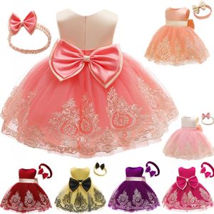 Robes de fille Filles nées dentelle princesse anniversaire porter Noël vacances costume infantile fête 16 ans bandeaux 230327