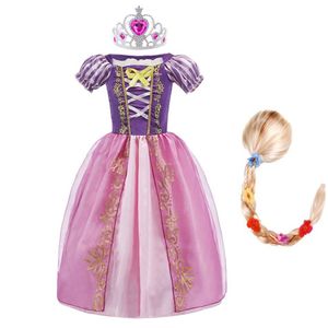 Robes de fille filles rapunzel costume enfants d'été enchevêtré cosplasse princesse robe enfants anniversaire carnaval halloween fête des vêtements 28t 230803