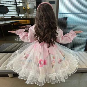 Robes de fille Filles Jupe 2024 Nouvelle Mode Bébé Un An Célébration Et Automne Fille Princesse Printemps Robe Pour Enfants L240311
