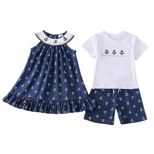 Robes pour filles Girlymax 4 juillet Jour de l'Indépendance USA Summer Baby Girls Boy's Sibling Boutique Clothes Navy Anchor Smocked Dress Shorts set 230728