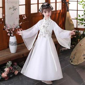 Vestidos de niña Vestido para niños para niñas Bordado de manga larga Niños Hanfu Princesa Vestido Chino Folk Tang Trajes Cosplay Ropa W0224