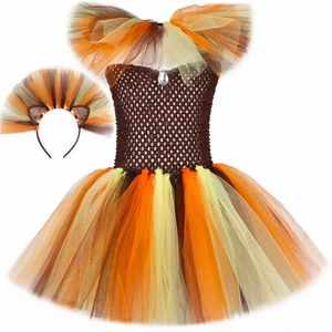 Robes de fille Lion King Costume Girls Girls Holiday Party Tutu Princess Robes Fancy Animal Cosplay Carnival Halloween Costume For Kids Clothes Setl231222