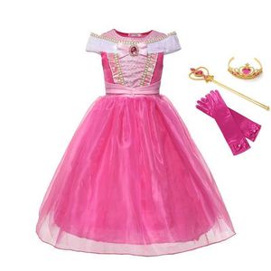 Robes de fille MUABABY Fille Princesse La Belle au Bois Dormant Habiller Vêtements Sans Manches Hors Épaule Aurora Costume Enfant Robe De Fête De NoëlHKD230712