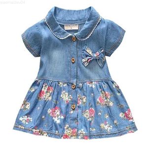 Robes de fille Nouveau été bébé filles vêtements enfants mignons mode courte robe à manches à manches en tout-petit costume décontracté tenues pour enfants sportSwearl2404