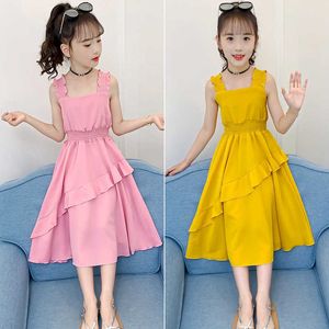 Robes pour filles Nouvel été Robe en mousseline de soie à volants pour jeunes filles Robe de princesse à fleurs fantaisie 3 4 5 6 7 8 9 10 12 ans Z0223