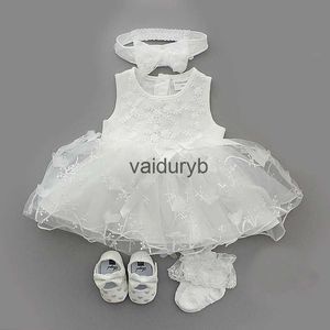 Vestidos de niña Vestido de niña recién nacida Ropa 0 3 6 meses Vestidos blancos Tutu Body Body Trajes de fiesta Zapatos de vestir de bautismo blanco Setvaiduryb