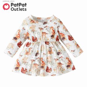 Robes de fille robes nouveau-nés bébé vêtements de fille nouveau-nés bébés pour enfants robes de fête d'anniversaire forêt animaux imprimés en manche longue l47