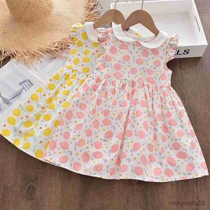 Vestidos de niña Old Girls Friuts Prints New Summer Cute Kid Dress Lemon Pattern Ropa Bebé Disfraces casuales R230612
