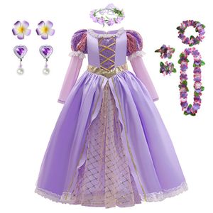 Vestidos de niña Disfraz de Rapunzel Vestido de princesa para niños Cumpleaños Carnaval Fiesta de Halloween Ropa de lujo para niñas Cosplay Conjunto de disfraces enredados 230706