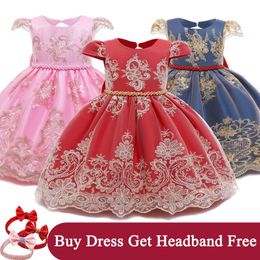 Robes de fille enfant en bas âge filles robe 1 an anniversaire bébé fille vêtements né robe de baptême princesse pour la taille 0-2T