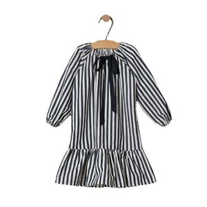 Fille es Bow filles 2022 nouveau bébé printemps robe noir blanc rayure enfants princesse enfants enfant en bas âge coton vêtements #2265 0131