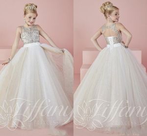 Petite fille cristaux strass Pageant bijou cou Tulle formelle fête d'anniversaire robes pour enfants robes de fille de fleur enfant en bas âge robe de bal AL6950