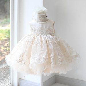 Pageant robes fille en bas âge mignon Étincelle beauté avec des perles robe de bal en satin dentelle Little Kid robe d'anniversaire enfant filles fleur robe