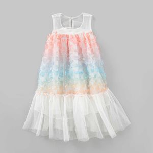 Fille d'été filles sans manches robe en maille 2023 nouveaux enfants mignons robes florales enfants Patchwork vêtements meilleur cadeau #6855 0131