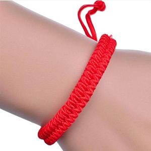 Pulsera para niñas, 100 Uds., cuentas de cuerda roja de China de la suerte, estilo nacional, cuerda trenzada de Kabbalah, pulseras ajustables de amistad 304S