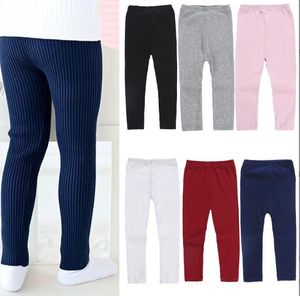 Filles Bonbons Couleur Stretch Pantalon Tricoté Bas Chaussettes Leggings Enfants Solide Collants Mi Taille Chaud Coton Mode Pantalon Bébé Vêtements pour Printemps Automne