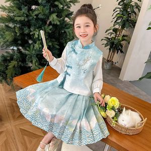 Filles chinois ancienne super fée hanfu girl fille costume tang costume robe child princess style baby vêtements 240403