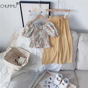 Ensembles de vêtements pour filles Nouvel été Vêtements pour enfants Haut en mousseline de soie florale à une épaule + Pantalon à jambes larges 2 pièces Ensemble Vêtements pour enfants X0902