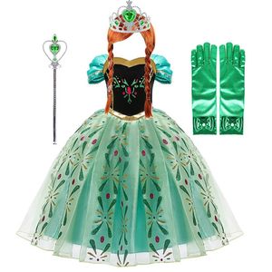 Mädchen Kleider Kinder Prinzessin Kostüm Grüne Party Anna Fancy Dress Up Weihnachten Mädchen Geburtstag Karneval Verkleidung Gesticktes Kleid Kleiden 231013