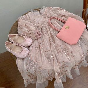 Vestidos para niñas ciervo jonmi primavera bebé rosa princesa lentejuelas Puff manga vestido de fiesta de cumpleaños para niños vestido 230608