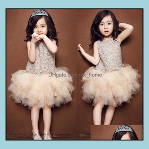 Filles Robes Fille Tutu Robe Dentelle Princesse Bébé Enfants Vêtements Floral Creux Sans Manches D'été Style Coréen Mxhome Dhu7V