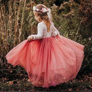 Robes de filles, plus la taille princesse fête dentelle fleur fille robe bébé enfants été mariage anniversaire enfants vêtements 2 4 6 8 10 12 14 230217