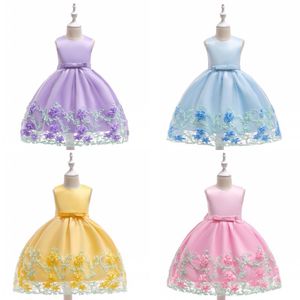 Vestidos para niñas Verano Princesa Alivio Flores rotas Vestido Cintura alta Gasa Falda Niños Niña Ropa H1