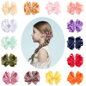 Girls Accessoires Hairlip Barrettes Enfants Heart Hiinaistones Hair CILP Kids Bows Knot Cibbed Hairpin Double Layer Headswear