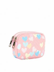 Girls Heart Pattem Pu Zipper Coin Purse Portefeuille pour les enfants L67B #