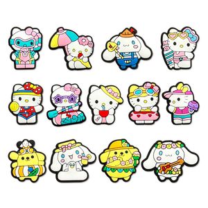 Filles vacances chats kuromi mélodie charmes Anime charmes gros souvenirs d'enfance drôle cadeau dessin animé charmes accessoires de chaussures pvc décoration boucle caoutchouc souple