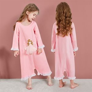 Niñas camisón pijamas primavera niños pijamas rosa dibujos animados princesa pijamas de manga larga para niños 3-12 años 211130