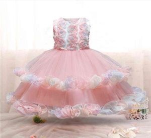 Girls Princess Robe Flower Kids Party Costume Elegant Wedding Birnald