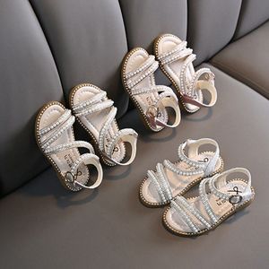 Girls Sandals Enfants d'été dames perl Princess Shoes Toddler Youth Performance Chaussures rose Golden 21-36 H1JD #