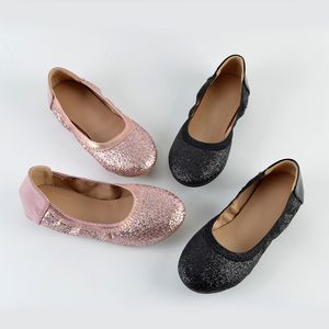 Zapatos planos brillantes para niñas, zapatos elegantes para niños con suela suave para escenario, zapatos de baile para niñas universitarias