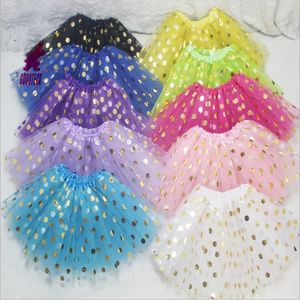 Faldas de tutú para niñas Ropa de diseñador para niños Faldas de lunares dorados para bebés Falda de ballet de tul de princesa Pettiskirts Ropa de baile Mini vestidos B7488