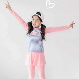 Conjunto de dos piezas para niñas de 3 a 11 años, traje de baño de manga larga para esquí 2021 para niños con estampado bonito para bebés P230602 good