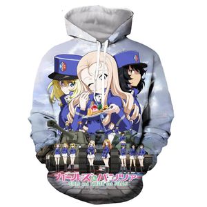 GIRLS und PANZER Sweater Hoodie divertido 3D impreso hombres mujeres sudadera con capucha moda gráfico sudaderas con capucha casual streetwear pullover