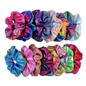 Girls Women Silk Scrunchie elástica Handmade Multicolor Hair Band Ponytail Soporter Accesorios de banda para diadema Satén Dos tono