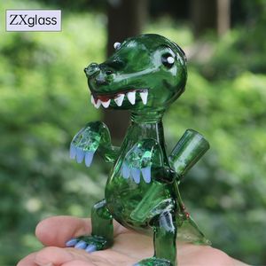 Animales de vidrio Dab Rigs 6.7 pulgadas Hookah Novedad Dinosaurios Diseño Plataforma petrolera Pequeña pipa de agua Bongs para fumar con articulación masculina de 14 mm Regalos hechos a mano