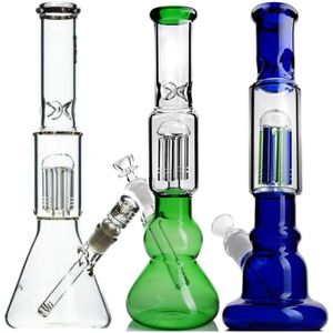 Hookah Glass Bong con banger Black Double Recycler Bubbler Water Pipe Oil Rigs Smoking Dab Rig 14mm Male Joint 12inch