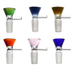 Bols en verre Accessoires pour fumer Tige ronde colorée Poignée de filtre Joints de bol pour Bong Narguilé Pipe à eau 6 couleurs