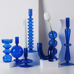 Bougeoir en verre pilier ou bougeoirs coniques support Table de mariage centres de table Vase à fleurs décoration de la maison nordique