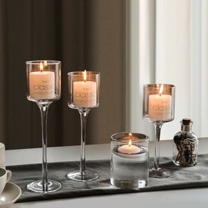 Bougeoirs en verre chandelier pour Table de mariage Stander centres de Table élégants accessoires de décoration de mariage à la maison