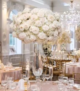 Vase à fleurs en verre décor à la maison Vase à fleurs populaire décoration de table de mariage hôtel décoratif grand vases à fleurs en cristal de verre pour vases à colonne de sol décor d'événement