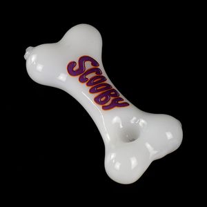 Pipa de mano única de vidrio con forma de hueso de perro blanco: elegante diseño SCOBBY para fumar tabaco