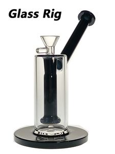 Verre Hookah Rig/Bubbler pour fumer bong 7 pouces de hauteur avec perc noir avec 14mm femelle et bol 2500g poids BU072