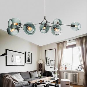 Lámpara colgante LED de cristal de arte nórdico, accesorio de iluminación colgante de burbuja ramificada para sala de estar, vestíbulo, tienda de ropa