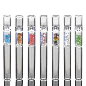 Glass One Hitter Pipas para fumar Hierba seca Cera Tabaco Pipa de mano portátil con pequeñas piezas de diamante Filtrado Dispositivo para fumar barato al por mayor