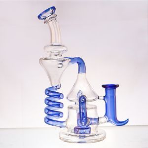 Verre Spring Dab Rig Recycler Tornado Pipe À Eau Fumée Bécher Bong 14mm mâle banger