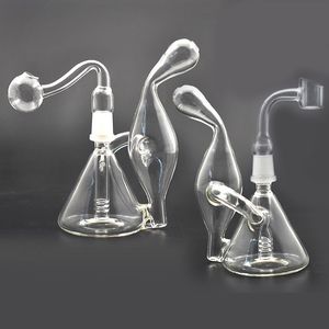 Tornado de vidrio Bong Cachimbas Reciclador Plataformas petrolíferas Pipas para fumar Chicha Vaso de agua Bong Con clavo de banger de 14 mm y tubo de quemador de aceite de vidrio